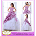 Hot Selling Taffeta Embroidered Full Length Ball Gown Strapless Sweep Train Bridal Purple and White Wedding Dress 2013 (MD10001)